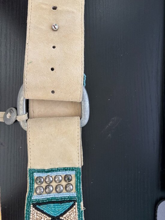 Double D Ranch Beaded Suede Belt Size 36 main image 8